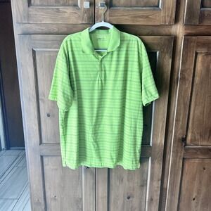 NIKE GOLF-Fit Dry Mens Neon Green Striped Golf Polo Size XXL